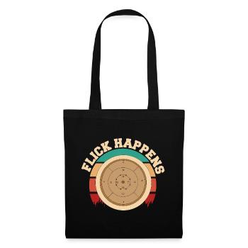 Flick Happens – Crokinole Spieler Retro Design - Stoffbeutel - Schwarz - Vorne