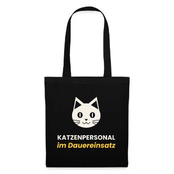 Katzenpersonal Shirt Lustig Katzenliebhaber Gesche - Stoffbeutel - Schwarz - Vorne
