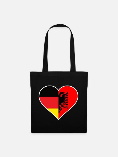Deutschland Albanien Herz - Stoffbeutel - Schwarz