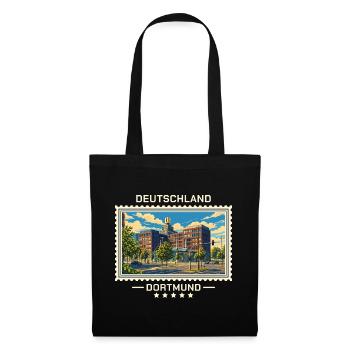 Deutschland Dortmund Vintage Reisemarke - Stoffbeutel - Schwarz - Vorne