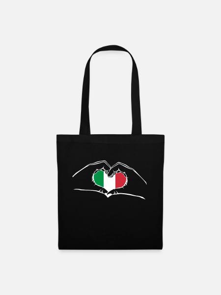 Ich liebe Italien - Herz Hände - Stoffbeutel - Schwarz