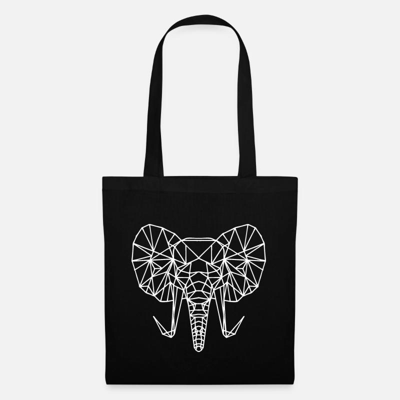 Polygon Elefant - Stoffbeutel - Schwarz