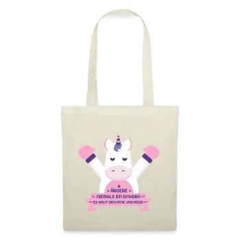 Ärgere Einhorn boxen pink rosa lustig spruch - Stoffbeutel - Natur - Vorne