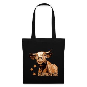 Landwirt Bauer Kuh lustige Kühe Fun Sprüche Tiere - Stoffbeutel - Schwarz - Vorne