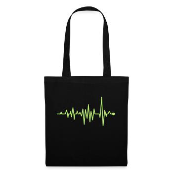 Curve Heartbeat Rhythm Oscillograph Pulse ECG - Tote Bag - black - Front
