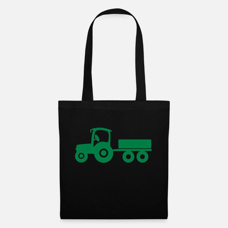 Traktor mit Anhänger - Stoffbeutel - Schwarz