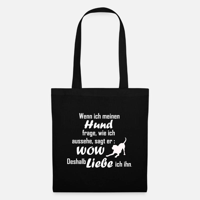Hund Spruch Liebe Hunde WOW witzig lustig dog - Stoffbeutel - Schwarz