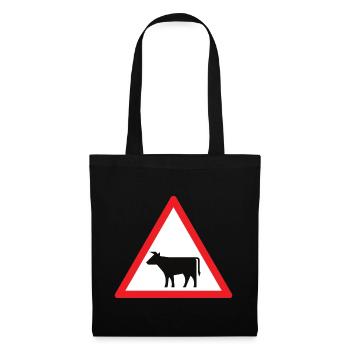 Attention vache ! - Sac en tissu - noir - Devant