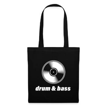 Drum & Bass Oldschool Schallplatte Spruch - Stoffbeutel - Schwarz - Vorne