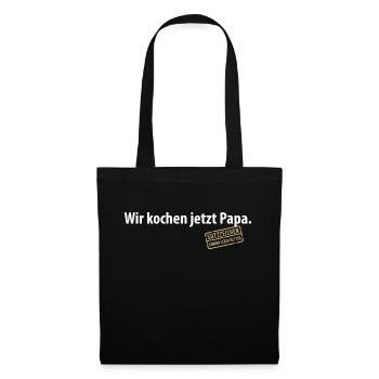 Wir kochen jetzt Papa Satzzeichen Komma Leben Vati - Stoffbeutel - Schwarz - Vorne