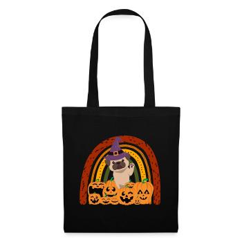 Süßer Mops Halloween Kostüm Hund - Stoffbeutel - Schwarz - Vorne