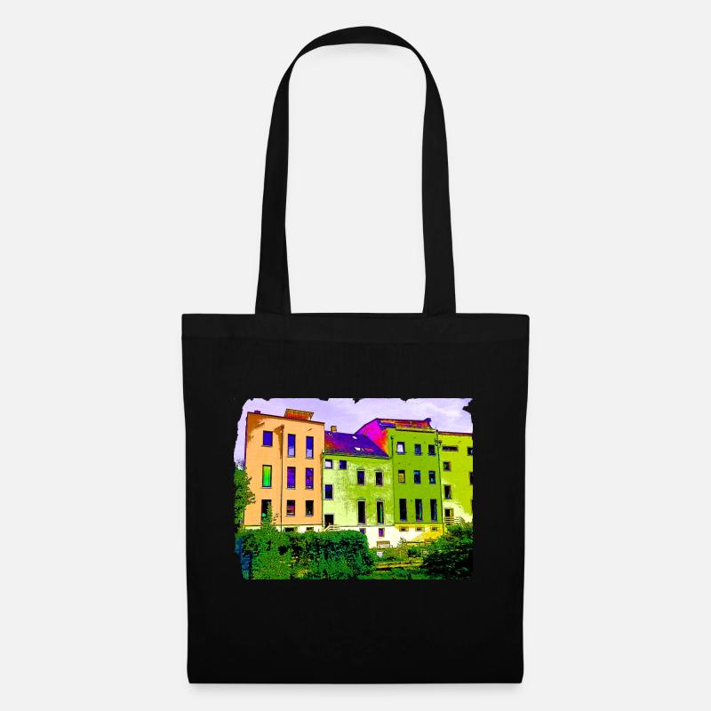 Image par type de maisons d’images « Hundertwasser » - Sac en tissu - noir