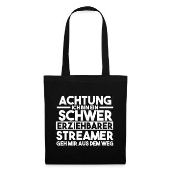 Gaming Zocken Zocker Gamer Streaming Streamer - Stoffbeutel - Schwarz - Vorne