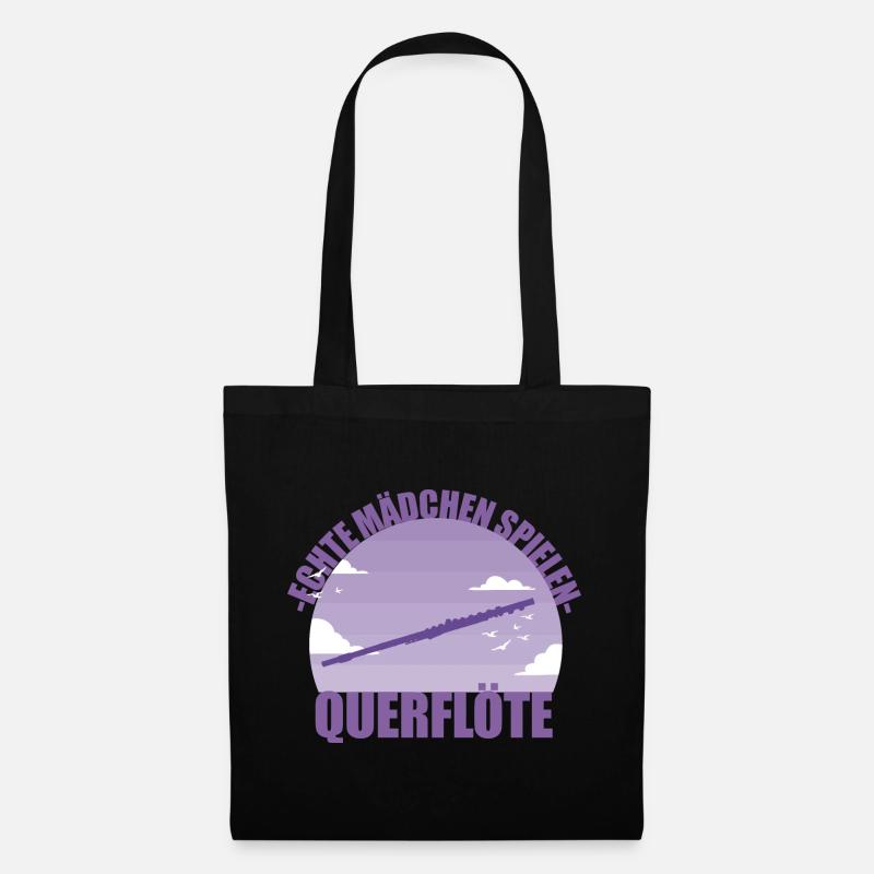 Querflöte Musikerin Instrument Mädchen Geschenk - Stoffbeutel - Schwarz