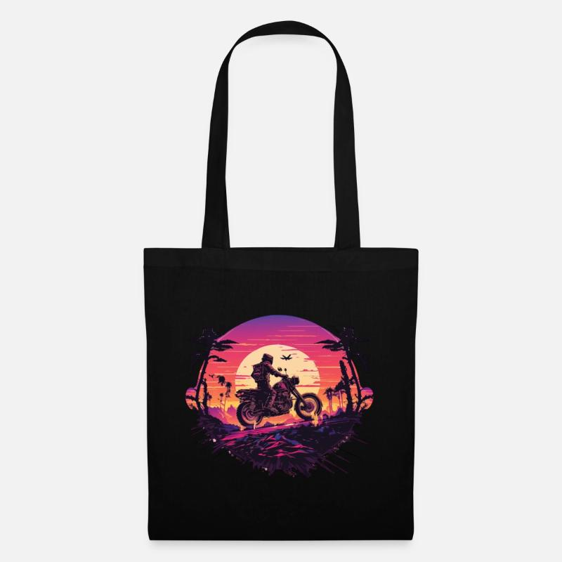 Retro motorcycle in the sunset - Tote Bag - black