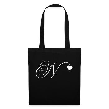 Letter n heart calligraphy - Tote Bag - black - Front