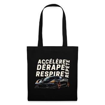 Voiture sport et lettres dynamiques - Sac en tissu - noir - Devant