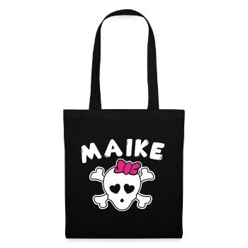 Piratin Maike Design für Mädchen und Frauen - Stoffbeutel - Schwarz - Vorne