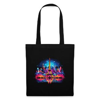 Paris, Eiffel Tower, France, City, Skyline, Night - Tote Bag - black - Front