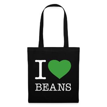 I LOVE BEANS Bohnen - Stoffbeutel - Schwarz - Vorne