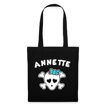 Piratin Annette Design für Mädchen und Frauen - Stoffbeutel - Schwarz - Vorne