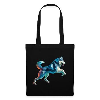 3D Geometric Origami Husky Sled Dog - Tote Bag - black - Front