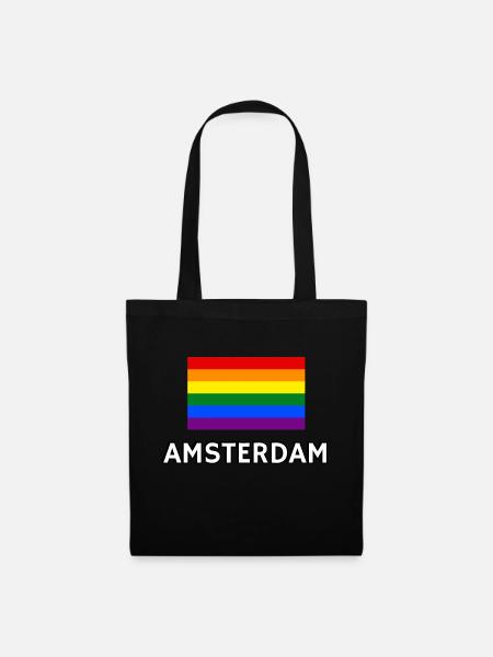 Pride Flagge Amsterdam - Stoffbeutel - Schwarz