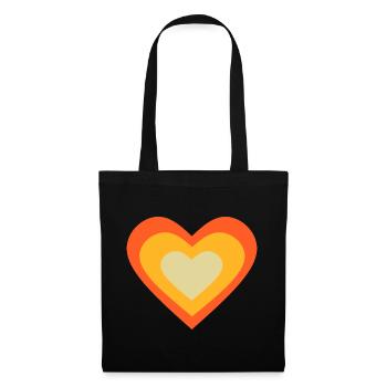 coeur orange motif coeur orange rétro des années 70 - Sac en tissu - noir - Devant