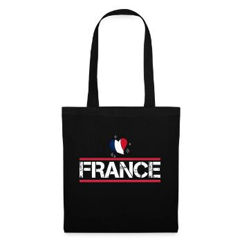 FRANKREICH Flagge und Emblem von Frankreich. Ertragen - Stoffbeutel - Schwarz - Vorne