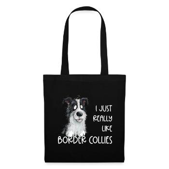 Droll border collie chien dicton - Sac en tissu - noir - Devant