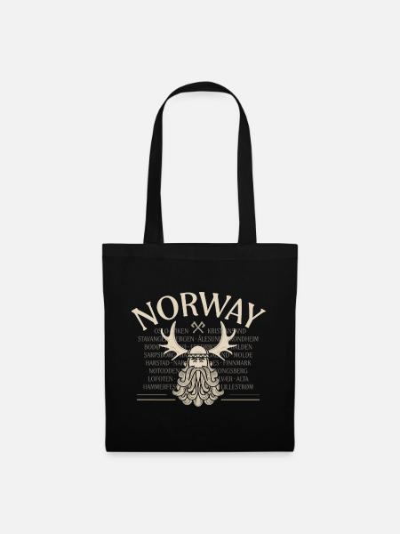 Norway - Viking Beard - Moose - Stoffbeutel - Schwarz