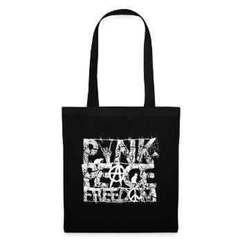 Punk Peace Freedom Distressed Graphic Typography - Tote Bag - black - Front