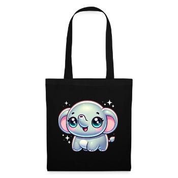 Super Cute Kawaii Baby Elefant - Stoffbeutel - Schwarz - Vorne