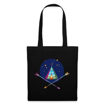 Teepee tent with arrows – symbol of adventure - Tote Bag - black - Front