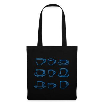 Minimalist Coffee Cups – Blue Line - Tote Bag - black - Front