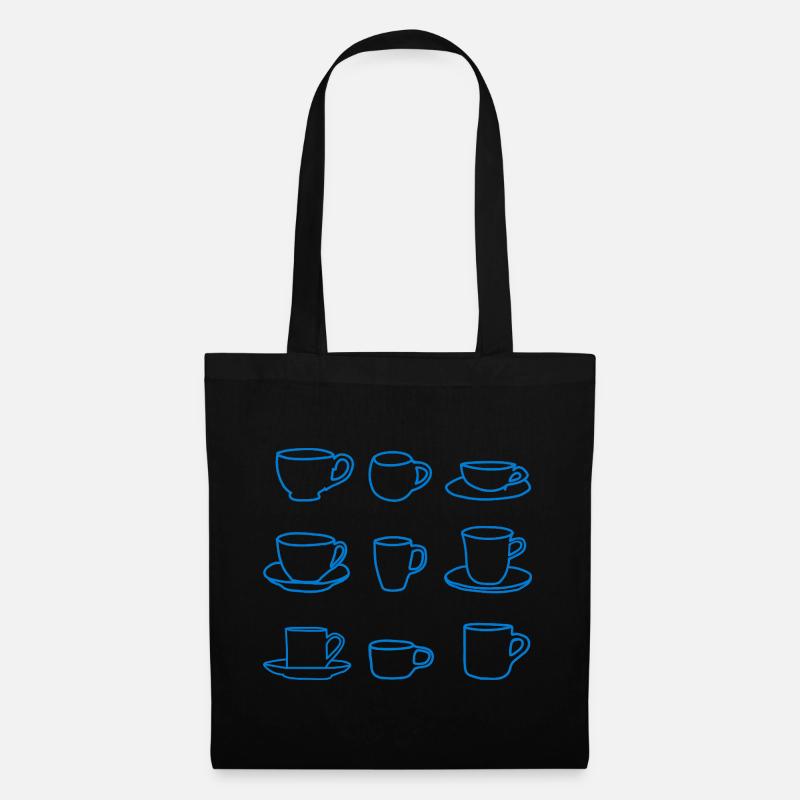 Minimalistische Kaffeetassen – Blaue Linie - Stoffbeutel - Schwarz