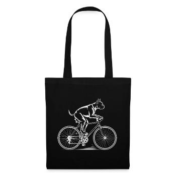 Boxer Dog Driving Bicycle - Stoffbeutel - Schwarz - Vorne