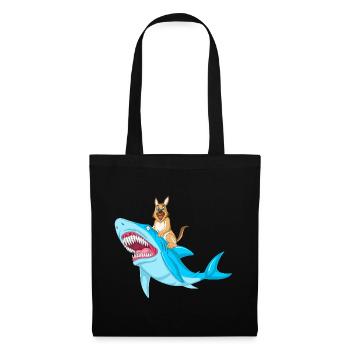 Balade en requin berger allemand - Sac en tissu - noir - Devant