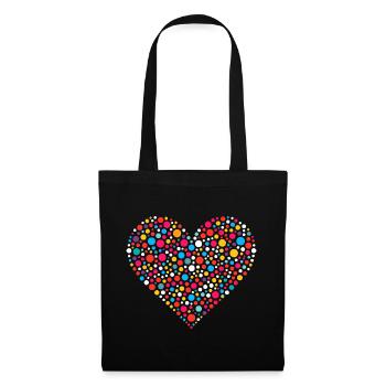 Spotty Dot Speckled Heart Mosaic - Tote Bag - black - Front