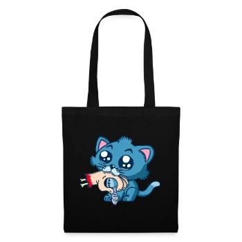 Chaton gourmand - Sac en tissu - noir - Devant