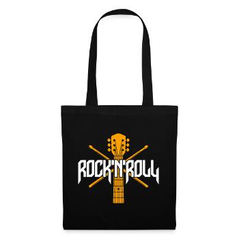 Rock 'N' Roll Guitar and Drumsticks Emblem - Tote Bag - black - Front