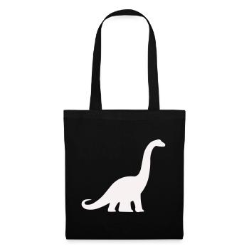 Silhouette de dinosaure à long cou - Sac en tissu - noir - Devant