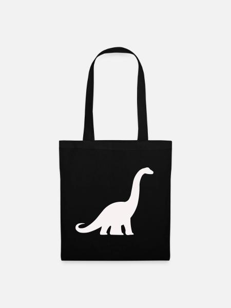 Langhals Dino Silhouette - Stoffbeutel - Schwarz