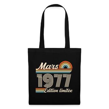 49e Cadeau d’anniversaire - Né en mars 1977 - Sac en tissu - noir - Devant