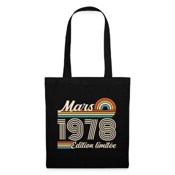 48th Birthday Gift - Born in March 1978 - Tote Bag - black - Front