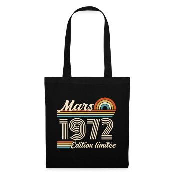 54e Cadeau d’anniversaire - Né en mars 1972 - Sac en tissu - noir - Devant