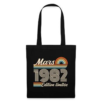 44e Cadeau d’anniversaire - Né en mars 1982 - Sac en tissu - noir - Devant