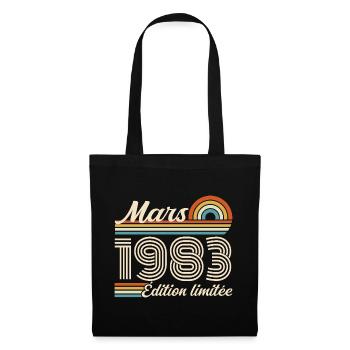 43e Cadeau d’anniversaire - Né en mars 1983 - Sac en tissu - noir - Devant