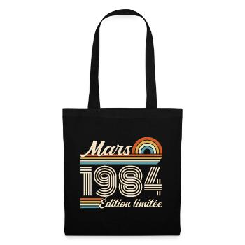 42. Geburtstagsgeschenk – Geboren im März 1984 - Stoffbeutel - Schwarz - Vorne