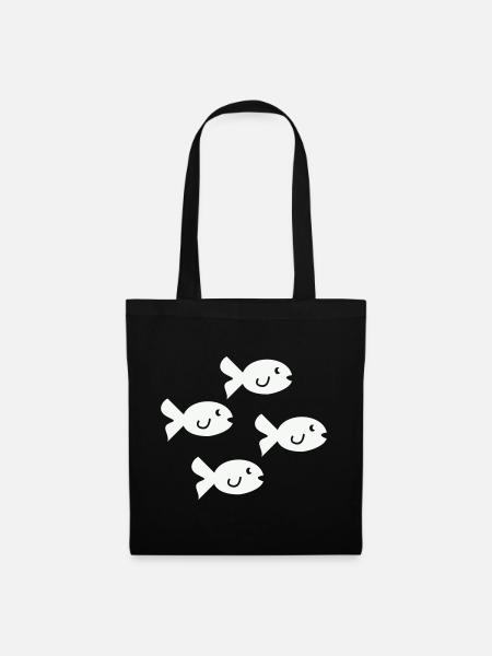 Vier freundliche Fischchen - Stoffbeutel - Schwarz